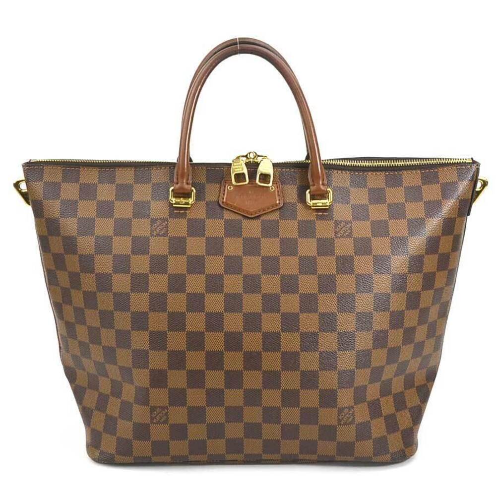 Louis Vuitton Damier Belmont Handbag Canvas Brown Gold